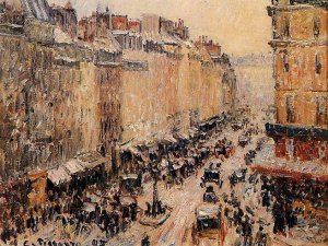 Rue Saint-Lazar under Snow by Camille Pissarro Oil Painting