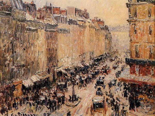 Rue Saint-Lazar under Snow by Camille Pissarro - Hand-Painted Oil Painting Reproduction
