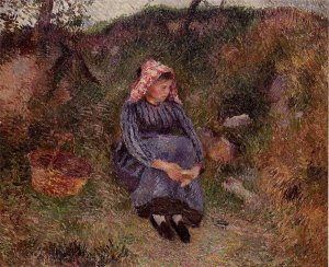Seated Peasant Woman by Camille Pissarro Oil Painting
