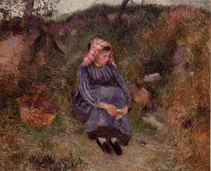 Seated Peasant Woman by Camille Pissarro - Oil Painting Reproduction