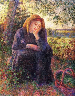 Seated Peasant painting by Camille Pissarro