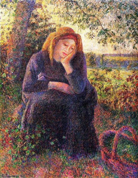 Seated Peasant by Camille Pissarro - Hand-Painted Oil Painting Reproduction