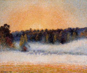 Setting Sun and Fog, Eragny Oil painting by Camille Pissarro
