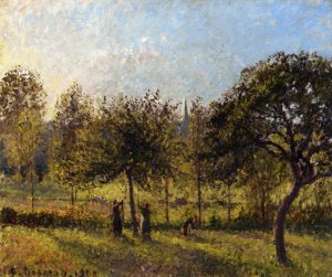 Setting Sun, Autumn in Eragny by Camille Pissarro Oil Painting