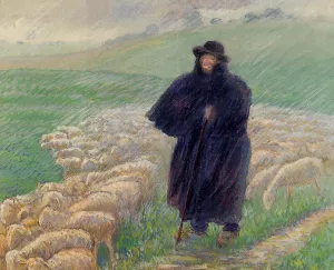 Shepherd in a Downpour by Camille Pissarro Oil Painting