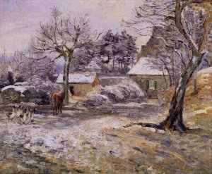 Snow at Montfoucault by Camille Pissarro Oil Painting