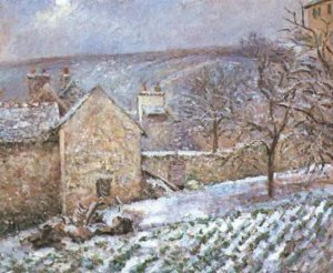 Snow at the Hermitage, Pontoise Oil painting by Camille Pissarro