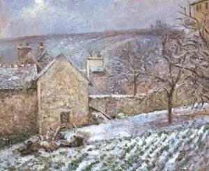 Snow at the Hermitage, Pontoise by Camille Pissarro - Oil Painting Reproduction