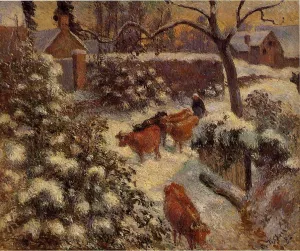 Snow Effect in Montfoucault by Camille Pissarro - Oil Painting Reproduction
