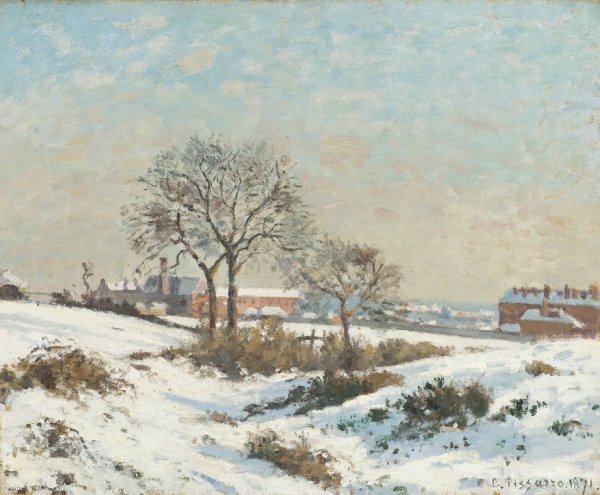 Snowy Landscape at South Norwood  by Camille Pissarro - Hand-Painted Oil Painting Reproduction