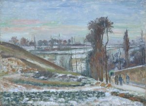Snowy Landscape near l'Hermitage by Camille Pissarro Oil Painting