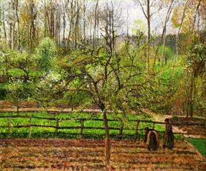 Spring, Gray Weather, Eragny by Camille Pissarro Oil Painting