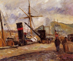 Steamboats by Camille Pissarro Oil Painting