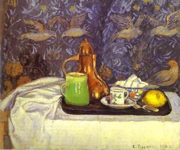 Still Life with a Coffee Pot by Camille Pissarro - Hand-Painted Oil Painting Reproduction