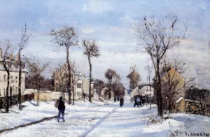 Street in the Snow, Louveciennes by Camille Pissarro - Oil Painting Reproduction