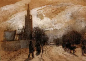 Study for 'All Saints' Church, Upper Norwood' Oil painting by Camille Pissarro