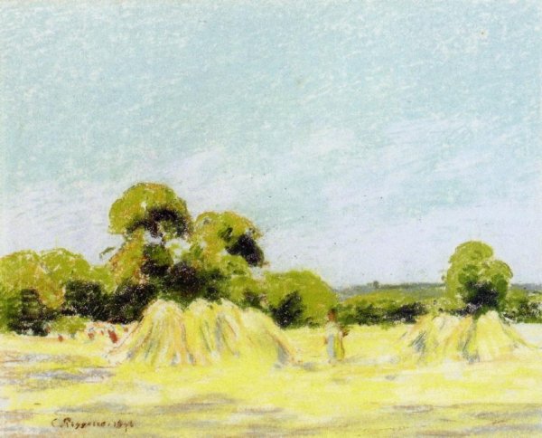 Study for The Harvest at Montfoucault by Camille Pissarro - Hand-Painted Oil Painting Reproduction