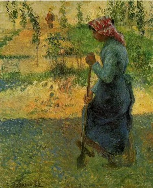 Study of a Peasant in Open Air also known as Peasant Digging by Camille Pissarro - Oil Painting Reproduction