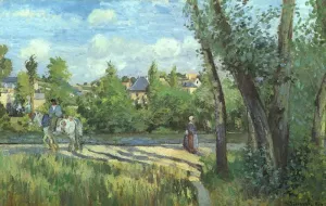 Sunlight on the Road, Pontoise II by Camille Pissarro - Oil Painting Reproduction