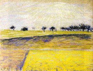 Sunrise Over the Fields, Eragny Oil painting by Camille Pissarro