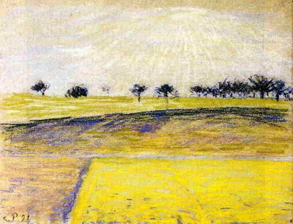 Sunrise Over the Fields, Eragny by Camille Pissarro - Hand-Painted Oil Painting Reproduction