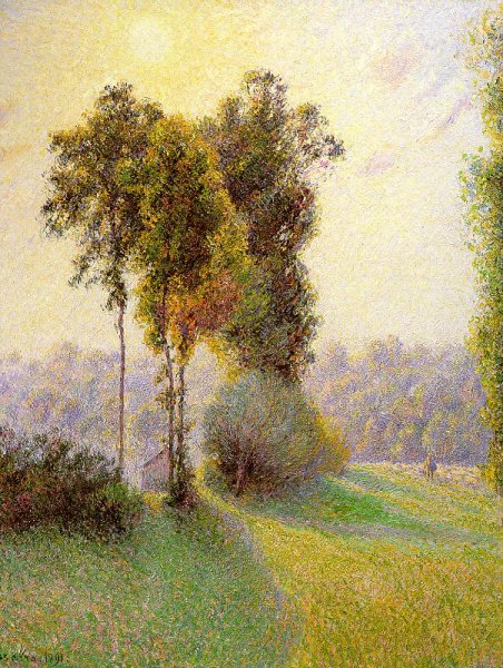 Sunset at St. Charles, Eragny by Camille Pissarro - Hand-Painted Oil Painting Reproduction