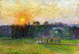 Sunset, Bazincourt painting by Camille Pissarro