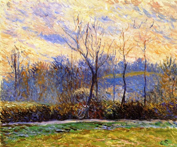 Sunset, Winter by Camille Pissarro - Hand-Painted Oil Painting Reproduction