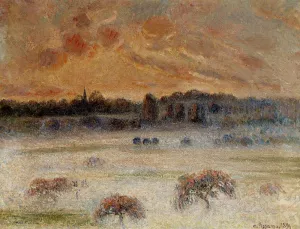 Sunset with Fog, Eragny by Camille Pissarro - Oil Painting Reproduction