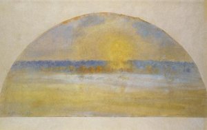 Sunset with Mist, Eragny by Camille Pissarro Oil Painting