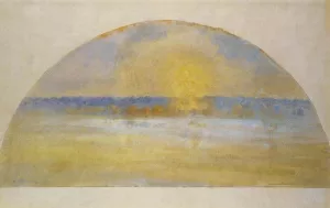 Sunset with Mist, Eragny by Camille Pissarro Oil Painting