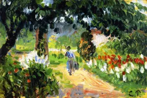 The Alley of the Garden at Eragny sketch by Camille Pissarro Oil Painting