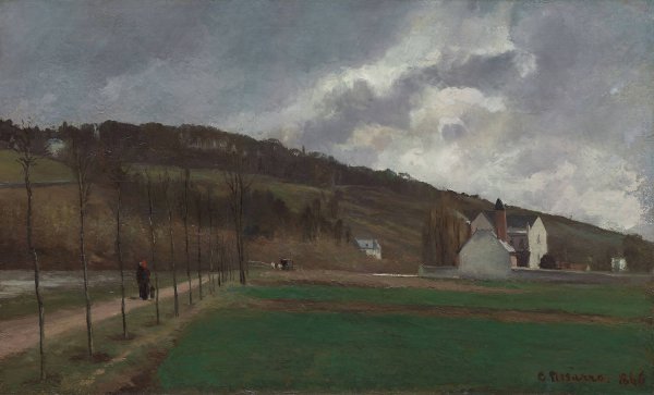 The Banks of the Marne in Winter  by Camille Pissarro - Hand-Painted Oil Painting Reproduction