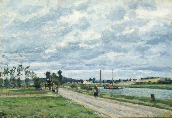 The Banks of the Oise near Pontoise  by Camille Pissarro - Hand-Painted Oil Painting Reproduction