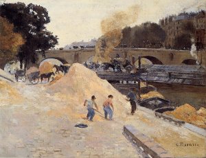 The Banks of the Seine in Paris, Pont Marie, Quai d'Anjou by Camille Pissarro Oil Painting