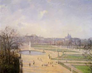 The Bassin des Tuileries: Afternoon, Sun Oil painting by Camille Pissarro