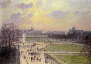 The Bassin des Tuileries: Afternoon Oil painting by Camille Pissarro