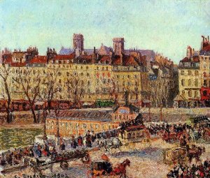 The Baths of Samaritaine, Afternoon by Camille Pissarro Oil Painting