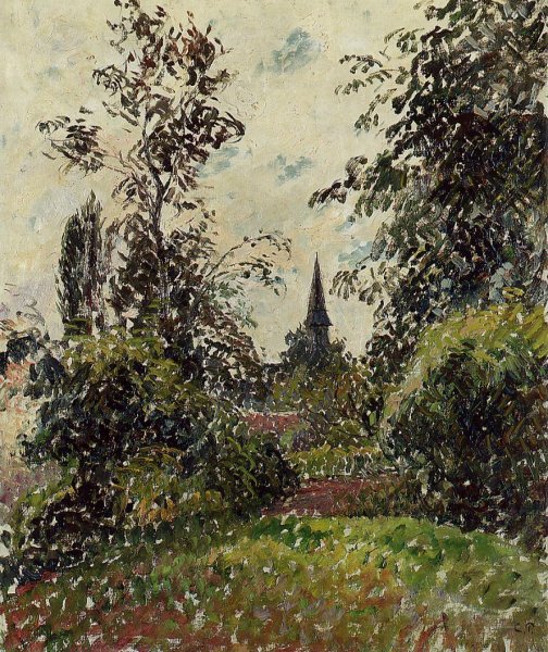 The Bazincourt Steeple Study by Camille Pissarro - Hand-Painted Oil Painting Reproduction
