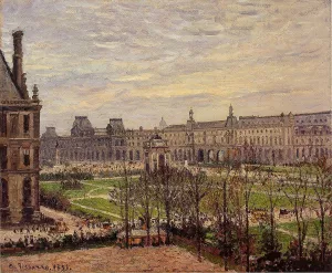 The Carrousel: Grey Weather Oil painting by Camille Pissarro