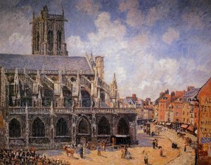 The Church of Saint-Jacques, Dieppe: Morning Sun Oil painting by Camille Pissarro