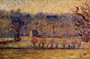 The Coast at Vaches-Bazincourt: Snow Effect by Camille Pissarro Oil Painting