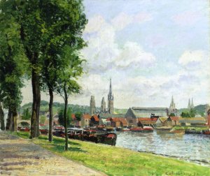 The Cours-la-Riene, The Notre-Dame Cathedral, Rouen by Camille Pissarro Oil Painting