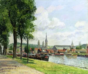 The Cours-la-Riene, The Notre-Dame Cathedral, Rouen by Camille Pissarro - Oil Painting Reproduction