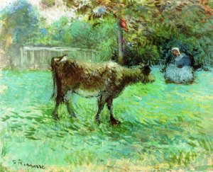 The Cowherd Oil painting by Camille Pissarro