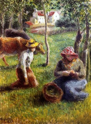 The Cowherds by Camille Pissarro Oil Painting