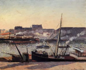 The Docks, Rouen: Afternoon by Camille Pissarro - Oil Painting Reproduction