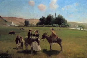 The Donkey Ride at Le Roche Guyon by Camille Pissarro - Oil Painting Reproduction