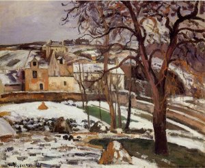 The Effect of Snow at l'Hermitage, Pontoise by Camille Pissarro Oil Painting