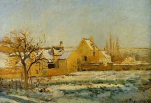 The Effect of Snow at l'Hermitage by Camille Pissarro Oil Painting